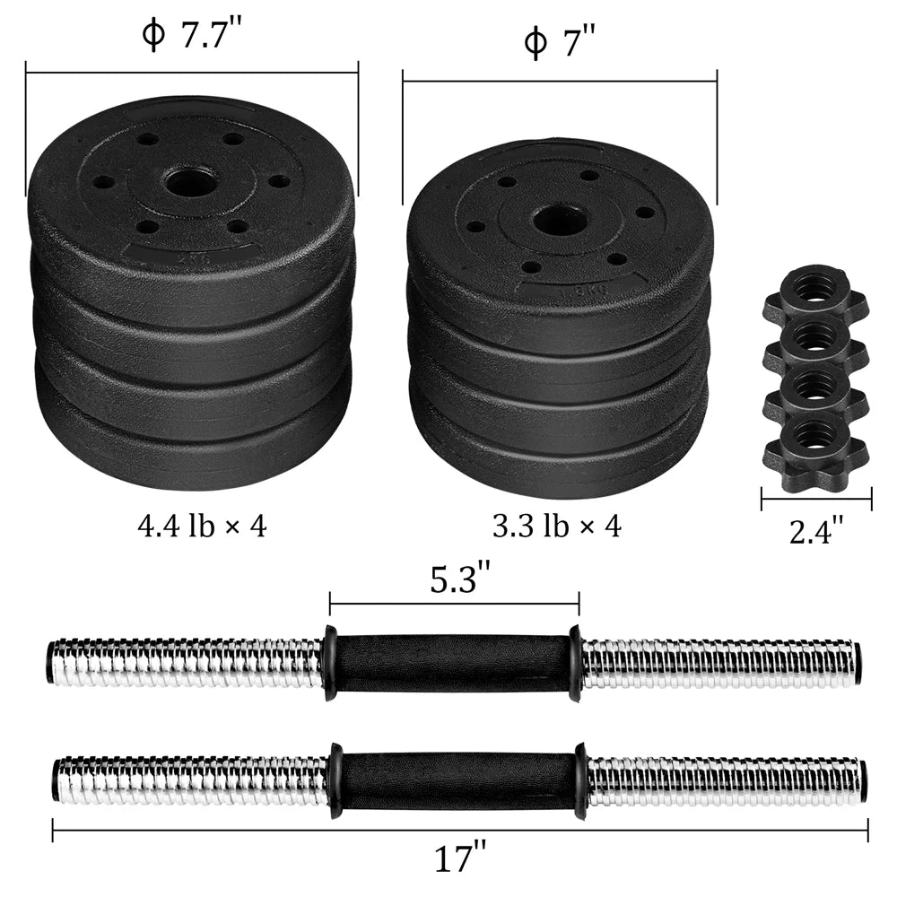 33Lb Adjustable Dumbbell Set for Home Gym, Black