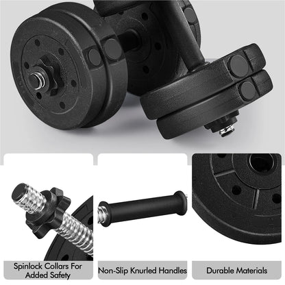 33Lb Adjustable Dumbbell Set for Home Gym, Black